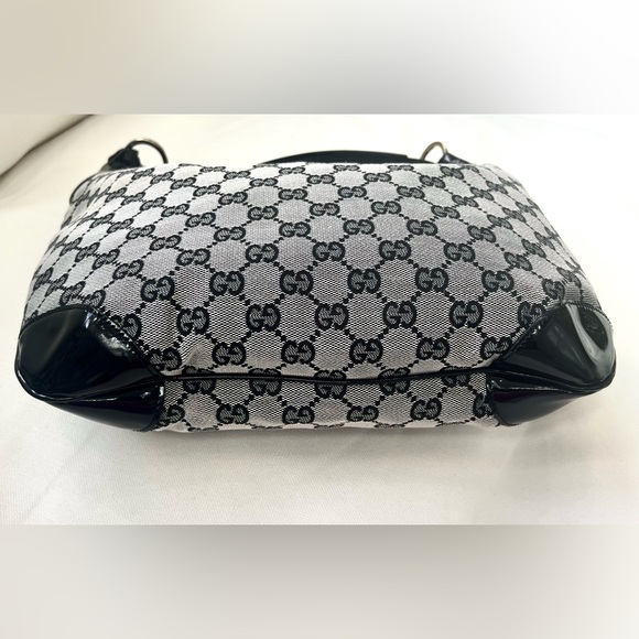 Gucci GG Monogram Canvas Patent Leather Hobo Bag Black GHW With COA Looks New - Picture 7 of 13